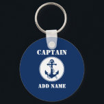 Name des Kapitäns oder Name des Schiffes Navy Blue Schlüsselanhänger<br><div class="desc">Name oder Name des Bootes Blue Schlüsselanhänger</div>