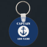 Name des Kapitäns oder Name des Schiffes Navy Blue Schlüsselanhänger<br><div class="desc">Name oder Name des Bootes Blue Schlüsselanhänger</div>