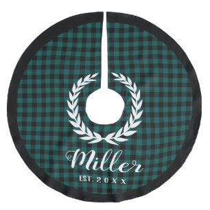 Name des karierten grünen Feiertages + Weihnachten Polyester Weihnachtsbaumdecke