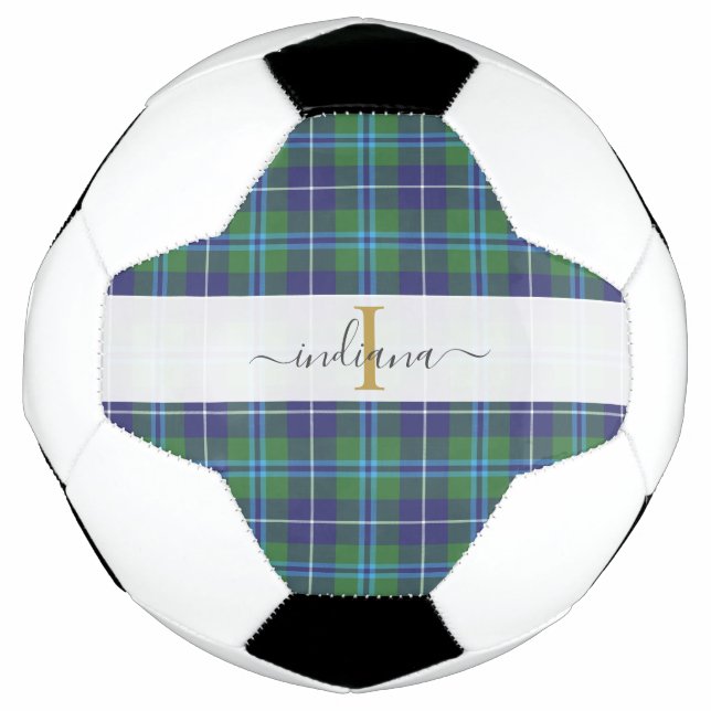 Name des karierten Tartan Classic Monogram Script Fußball (Vorderseite)