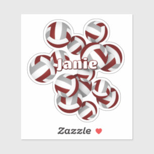 Name des Kindes marinegraue Teamfarben Volleybälle Aufkleber