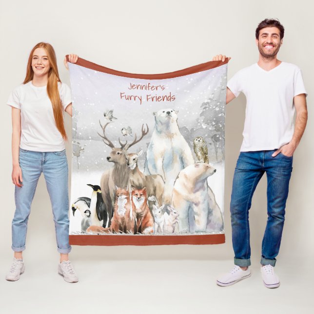 Name des Kindes, Tiere, Winter Fleecedecke (Beispiel)