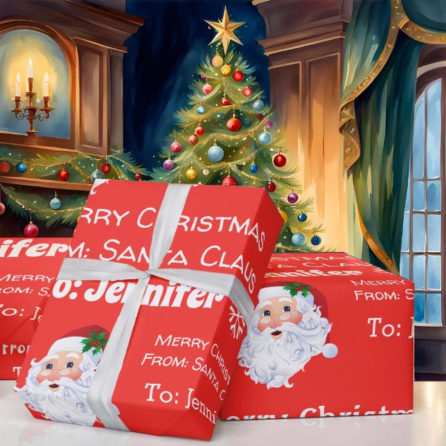 Name des Kindes Weihnachtsrot - Geschenk Geschenkpapier (Von Creator hochgeladen)