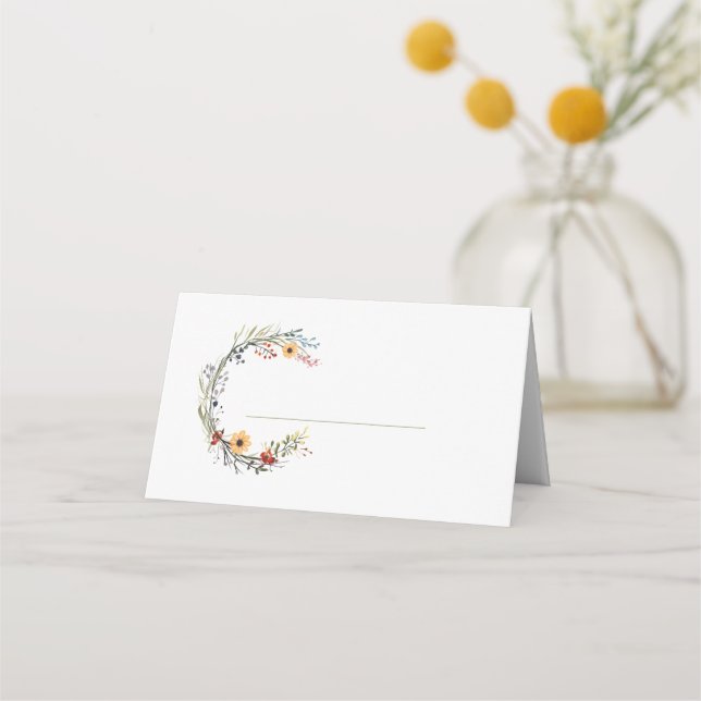 Name des Kranzes der Wildblume Platzkarte (Vorderseite)