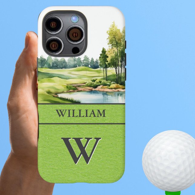 Name des landschaftlichen Golfkurses Monogram iPhone Hülle (Von Creator hochgeladen)