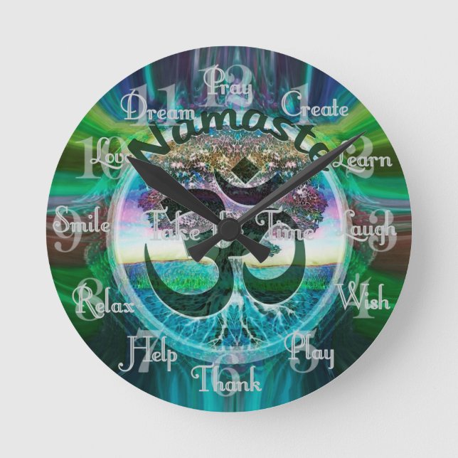 Name des Lebensbaums Runde Wanduhr (Vorderseite)