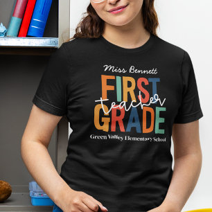Name des Lehrers erster Klasse für Retro-Farben Tri-Blend Shirt