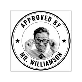 Name des Lehrers Funny Face Approval Permastempel