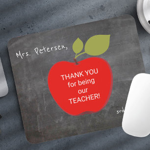 Name des Lehrers Rote Apfel Tafel danke Mousepad