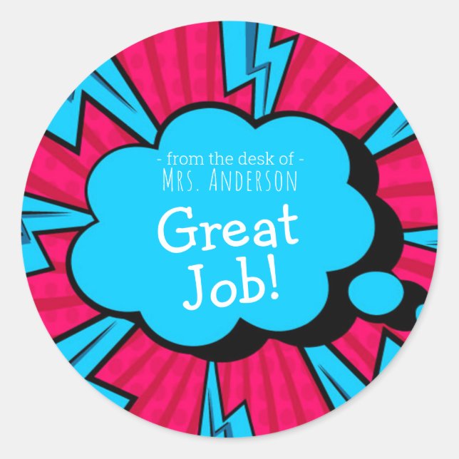 Name des Lehrers Runder Aufkleber (Vorderseite)