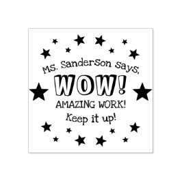 Name des Lehrers Wow Phantastische Arbeitssterne f Gummistempel