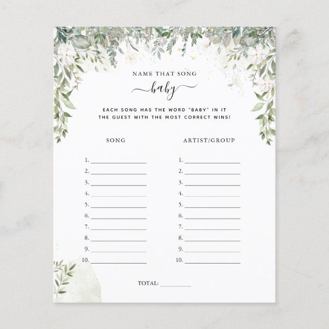 Name des Liedes | Baby Showspiel (Vorderseite)