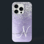 Name des lila gebürsteten Metalls Silber Glitzer M Case-Mate iPhone Hülle<br><div class="desc">Dieses schicke Gehäuse mit hübschem silberfarbenem Glitzer auf lila,  gebürstetem metallischem Hintergrund ist einfach zu personalisieren.</div>