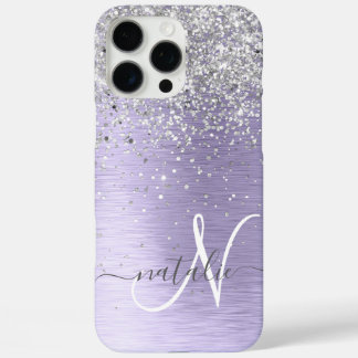 Name des lila gebürsteten Metalls Silber Glitzer M iPhone 16 Pro Max Hülle