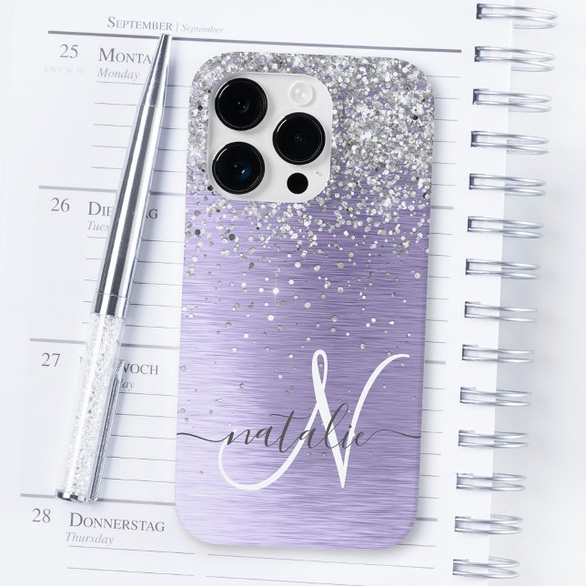 Name des lila gebürsteten Metalls Silber Glitzer M Case-Mate iPhone Hülle (Von Creator hochgeladen)