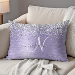 Name des lila gebürsteten Metalls Silber Glitzer M Dekokissen<br><div class="desc">Dieses schicke Kissendesign mit hübschem silber funkelnden Imitat-Glitzer auf lila gebürstetem metallischem Hintergrund ist einfach zu personalisieren.</div>