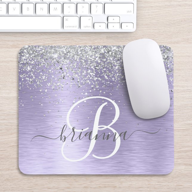 Name des lila gebürsteten Metalls Silber Glitzer M Mousepad (Von Creator hochgeladen)