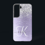 Name des lila gebürsteten Metalls Silber Glitzer M Samsung Galaxy Hülle<br><div class="desc">Dieses schicke Gehäuse mit hübschem silberfarbenem Glitzer auf lila,  gebürstetem metallischem Hintergrund ist einfach zu personalisieren.</div>