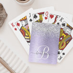 Name des lila gebürsteten Metalls Silber Glitzer M Spielkarten<br><div class="desc">Dieses schicke Design mit hübschem silberglänzenden Glitzer auf lila,  gebürstetem metallischem Hintergrund ist einfach zu personalisieren.</div>