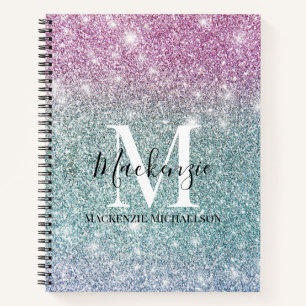 Name des Lila Glitzer des Girl-Pink-Blauen Notizbuch