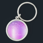 Name des lila Glitzer Glam Metal Monogram Schlüsselanhänger<br><div class="desc">Lila Imitate belichten metallische Sparkle Glitzer gebürstete Metal Monogram Name Keychains (Key Chain). Das macht den perfekten 16 Geburtstag,  Hochzeit,  Brautparty,  Jubiläum,  Babydusche oder Junggeselinnen-Abschied Geschenk für jemanden,  der Lieben glamourösen Luxus und schicke Stile.</div>