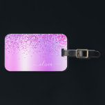 Name des lila Glitzer Metal Monogramm Gepäckanhänger<br><div class="desc">Lila Imitate belichten metallischen Sparkle-Glitzer Markenname für gebürstetes Metall und Anfangsbeutel oder Gepäckmarke. Das macht den perfekten 16 Geburtstag,  Hochzeit,  Brautparty,  Jubiläum,  Babydusche oder Junggeselinnen-Abschied Geschenk für jemanden,  der Lieben glamourösen Luxus und schicke Stile.</div>