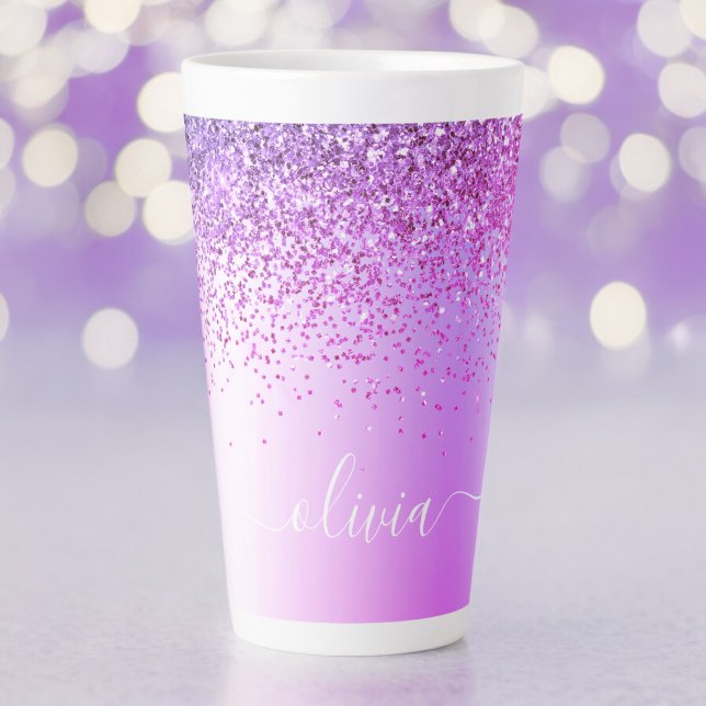 Name des lila Glitzer Metal Monogramm Milchtasse (Von Creator hochgeladen)