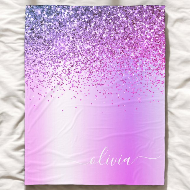 Name des lila Glitzer, Sparkle Metal Monogram Fleecedecke (Von Creator hochgeladen)