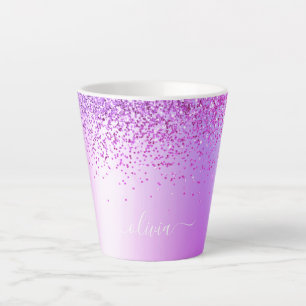Name des lila Glitzer, Sparkle Metal Monogram Milchtasse