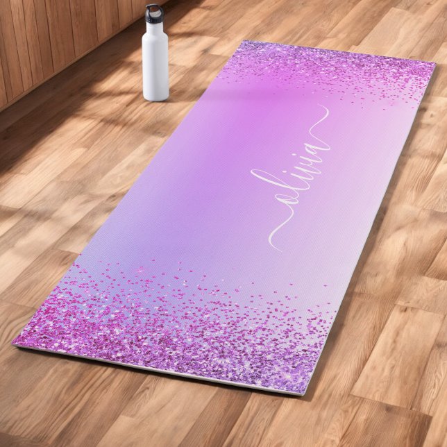 Name des lila Glitzer, Sparkle Metal Monogram Yogamatte (Von Creator hochgeladen)