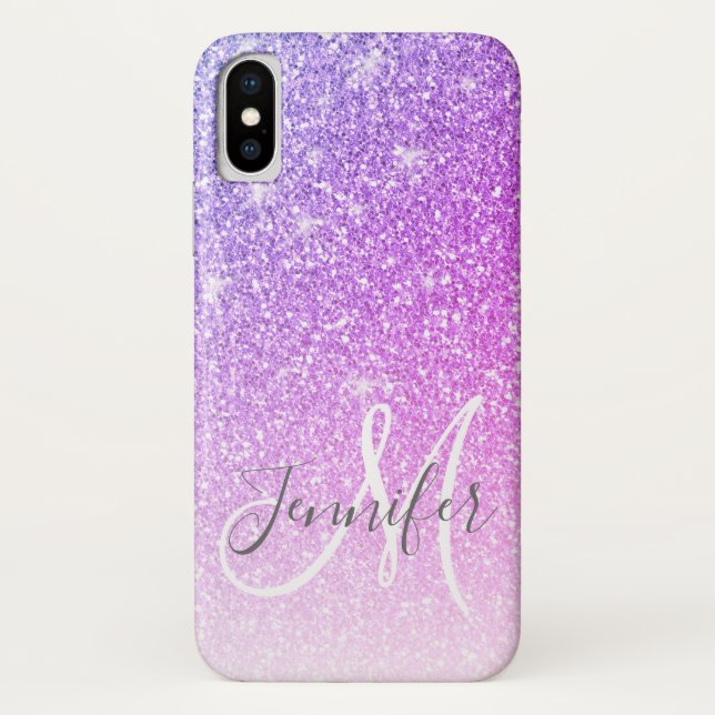 Name des Lila Glitzern des Girl-Pink-Glitzer Case-Mate iPhone Hülle (Rückseite)