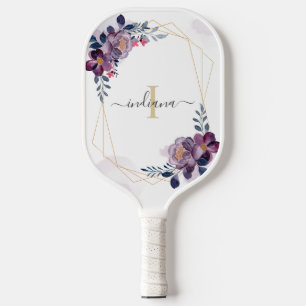 Name des lila Monogrammschrift für die Aquarellfar Pickleball Schläger