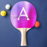 Name des lila rosa Metallic Foil Monogramms Tischtennis Schläger<br><div class="desc">Lila und rosa Ombre Imitate Metallic Foil Elegant Monogram Ping Pong Paddle. Dieses mit Monogramm Ping Pong Paddle kann auf Ihren Vor- und Erstnamen angepasst werden und macht einen tollen Geburtstag oder Hochzeitsgeschenk für Junggeselinnen-Abschied.</div>