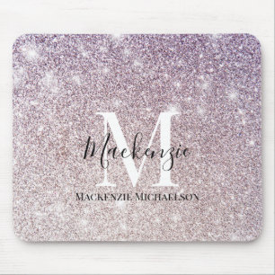 Name des Lila, rosa Ombre-Glitzer Monogram Mousepad