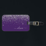 Name des lila Silver Glitzer Girl Monogram Gepäckanhänger<br><div class="desc">Monogram Name und Initial Pillow,  silber und Lila Sparkle Glitzer. Das Kissen macht den perfekten 16 Geburtstag,  Hochzeit,  Brautparty,  Babydusche oder Junggeselinnen-Abschied Geschenk für jemanden,  der sein Zimmer stilvoll dekoriert.</div>