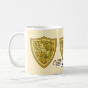 Name des Lion Shield-Familienwappens Kaffeetasse
