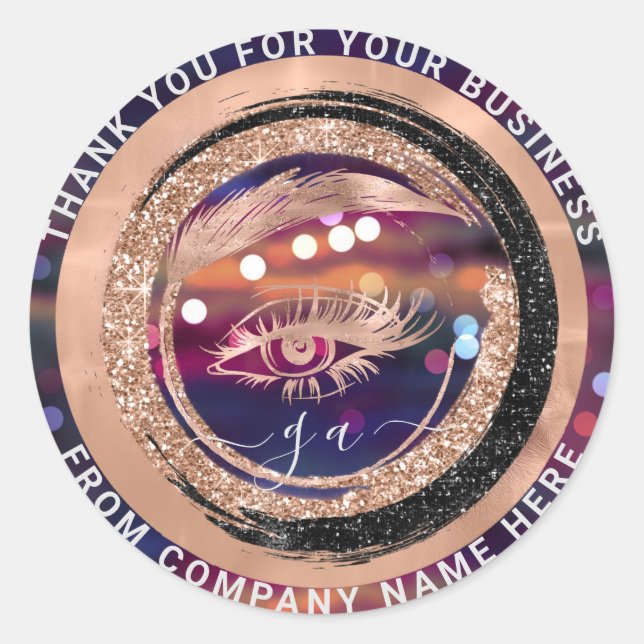 Name des Logos für Eyelash Holograph Danke Monogra Runder Aufkleber (Vorderseite)