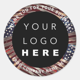 Name des Logos US-Flagge Amerikanisch Vielen Dank Runder Aufkleber
