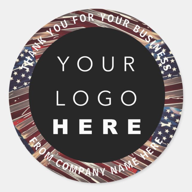 Name des Logos US-Flagge Amerikanisch Vielen Dank  Runder Aufkleber (Vorderseite)