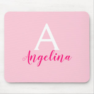 Name des Mädchens Blush Pink, White & Hot Pink Mon Mousepad