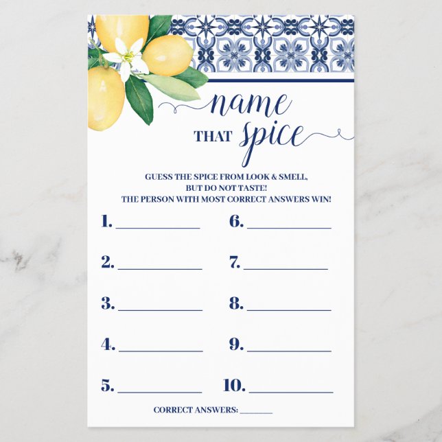 Name des Mediterranen Spiels für die Spitzdusche Flyer (Vorne)