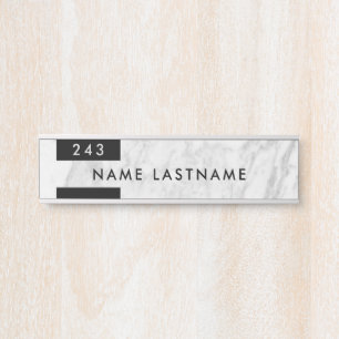 Name des Minimalistischen grauen, weißen Marmorbür Türschild