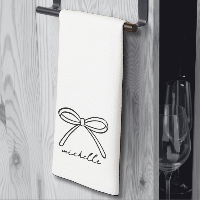 Name des Minimalistischen Handzeichens Geschirrtuch (Minimalist Hand Drawn Bow Name kitchen towel )