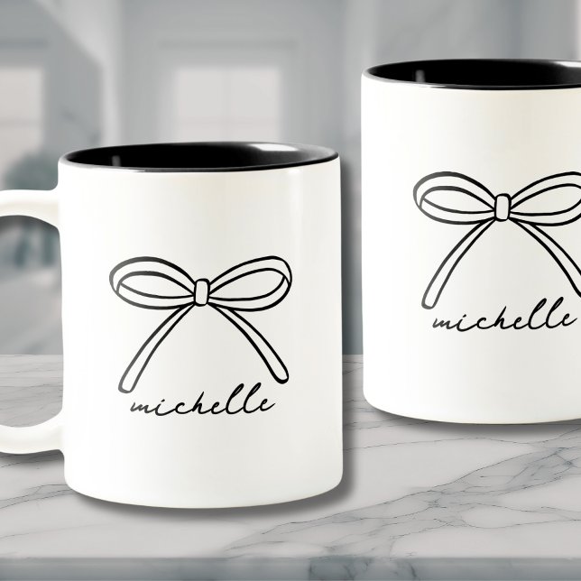 Name des Minimalistischen Handzeichens Zweifarbige Tasse (Minimalist Hand Drawn Bow Name Two-Tone Coffee Mug)