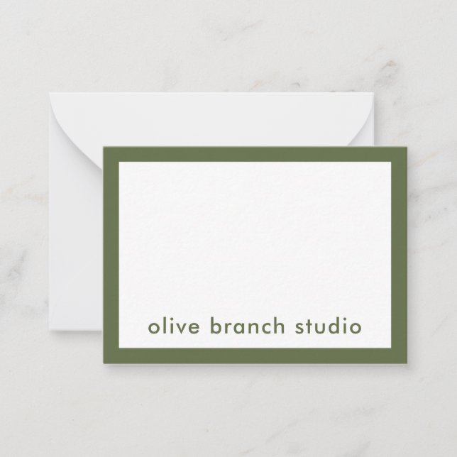 Name des Minimalistischen Olive Green Studio Mitteilungskarte (Vorderseite)
