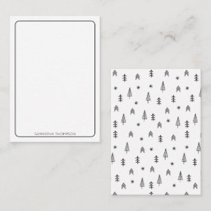 Name des Minimalistischen Schwarz-weißen Winterwal Mitteilungskarte