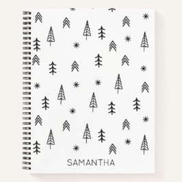 Name des Minimalistischen Schwarz-weißen Winterwal Notizbuch