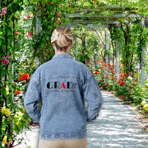 Name des Minimalistischen schwarzen Abschlusses Jeansjacke