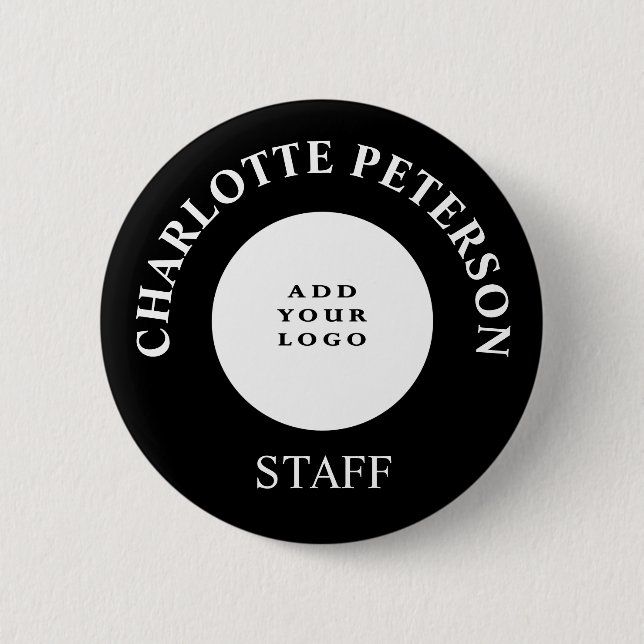 Name des Mitarbeiters für Minimalistische Firmenlo Button (Vorderseite)