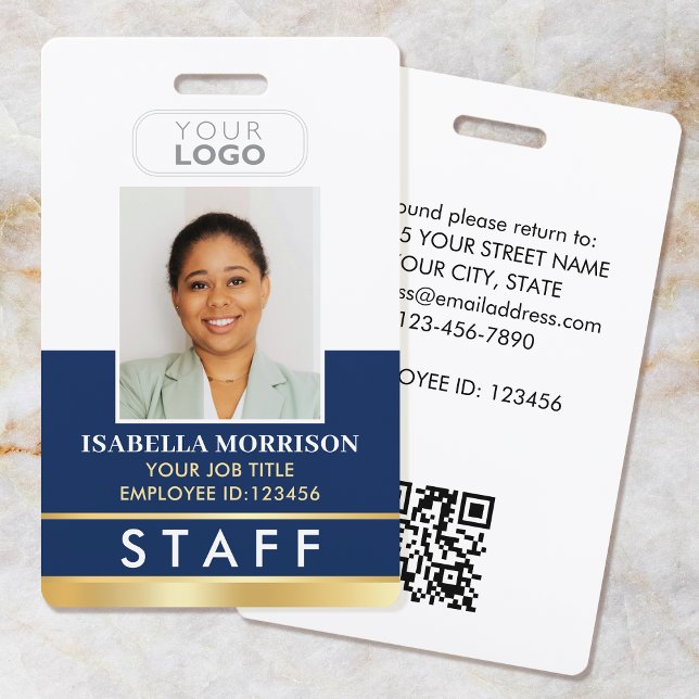 Name des Mitarbeiters Logo Navy Gold Gradient Ausweis (Von Creator hochgeladen)